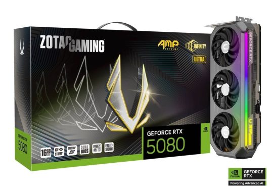 Zotac GeForce RTX5080 16GB DDR7 AMP Extreme Infinity Ultra Gaming