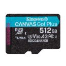   Kingston 512GB microSDXC Canvas Go Plus Gen4 200R Class10 U3 A2 adapter nélküli