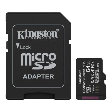 Kingston 64GB microSDXC Canvas Select Plus Gen3 Class 10 UHS-1 A1 V10 + adapterrel