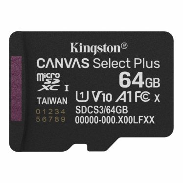 Kingston 64GB microSDXC Canvas Select Plus Gen3 Class 10 UHS-1 A1 V10 adapter nélkül