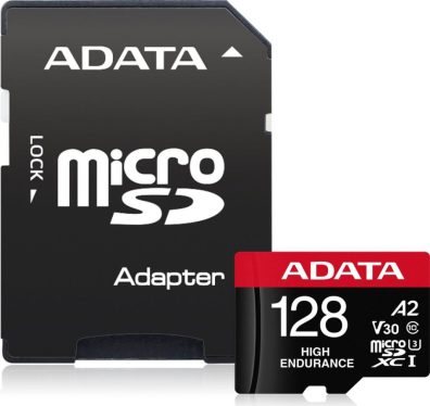 A-Data 128GB microSDXC High Endurance UHS-I U3 Class 10 V30S + adapterrel A-Data 128GB microSDXC High Endurance UHS-I U3 Class 10 V30S + adapterrel