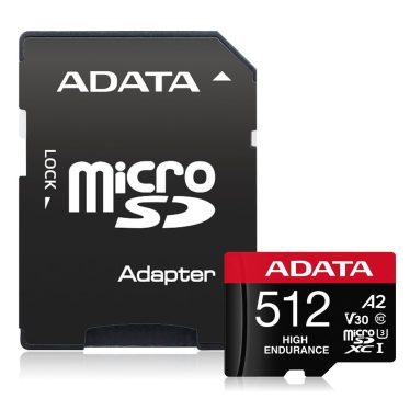 A-Data 512GB microSDXC High Endurance UHS-I U3 Class 10 V30S + adapterrel A-Data 512GB microSDXC High Endurance UHS-I U3 Class 10 V30S + adapterrel