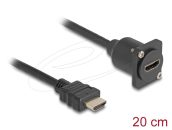 DeLock D-Type HDMI male to female cable 0,2m Black