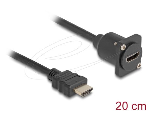 DeLock D-Type HDMI male to female cable 0,2m Black