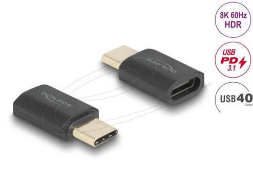 DeLock USB Adapter 40 Gbps USB Type-C PD 3.1 240 W male to female port saver 8K 60Hz
