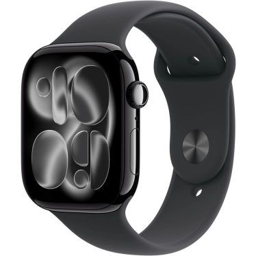 Apple Watch S11 Cellular 42mm Jet Black Aluminium Case with Black Sport Band M/L