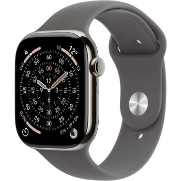 Apple Watch S11 Cellular 42mm Natural Titanium Case with Stone Grey Sport Band S/M