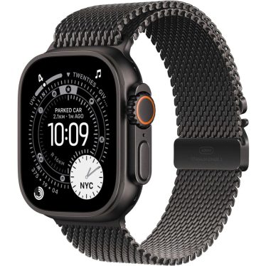 Apple Watch Ultra 3 Cellular 49mm Black Titanium Case with Black Titanium Milanese Loop Small