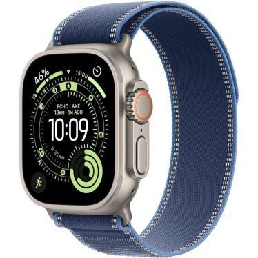 Apple Watch Ultra 3 Cellular 49mm Natural Titanium Case with Blue/Bright Blue Trail Loop M/L