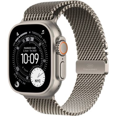 Apple Watch Ultra 3 Cellular 49mm Natural Titanium Case with Natural Titanium Milanese Loop Medium