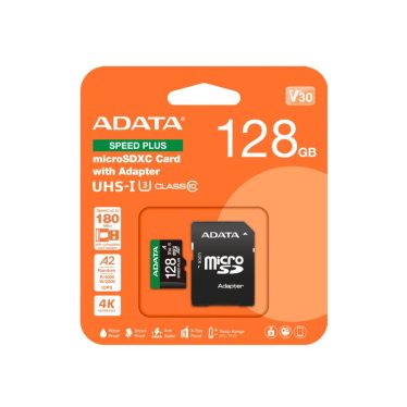 A-Data 128GB microSDXC Speed Plus Class 10 UHS-I U3 V30 + adapterrel A-Data 128GB microSDXC Speed Plus Class 10 UHS-I U3 V30 + adapterrel