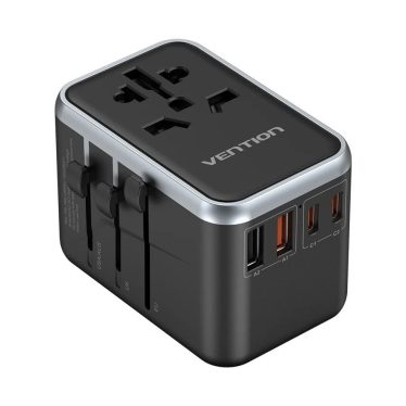 Vention 4-Port USB GaN Universal Travel Adapter Black