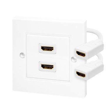 Logilink HDMI wall plate 2-port with 2x HDMI-A cable F/F 4K/30 Hz White