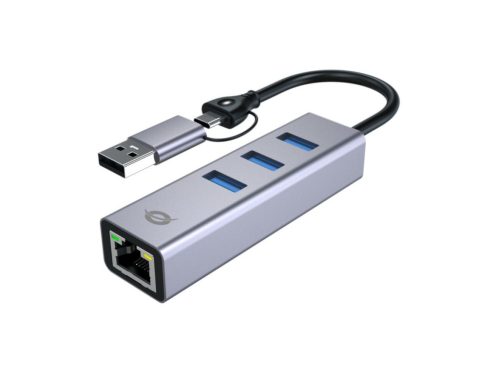 Conceptronic  ABBY25G USB-C to Gigabit Network Adapter with 3-Port USB Hub