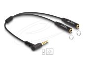   DeLock Audio Splitter stereo jack male 3.5 mm to 2 x stereo jack female 3.5 mm 4 pin angled Black