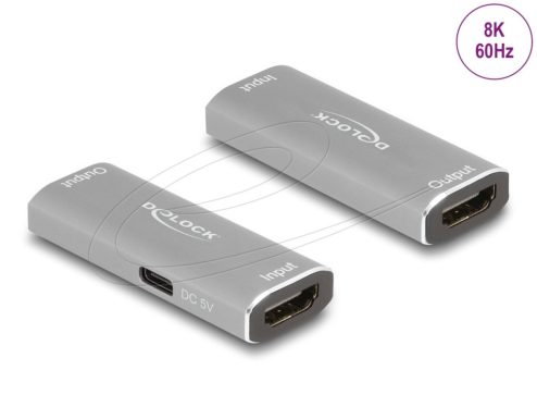DeLock HDMI Repeater 8K 60 Hz 20m Grey DeLock HDMI Repeater 8K 60 Hz 20m Grey