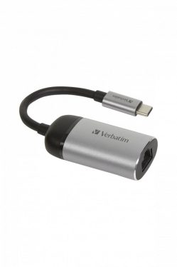 Verbatim USB-C to Gigabit Ethernet Adapter Aluminium/Black Verbatim USB-C to Gigabit Ethernet Adapter Aluminium/Black