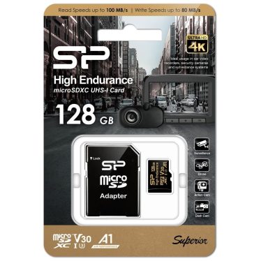Silicon Power 128GB microSDXC Gold Series High Endurance Class 10 UHS-I U3 V30 A1 + adapterrel Silicon Power 128GB microSDXC Gold Series High Endurance Class 10 UHS-I U3 V30 A1 + adapterrel