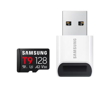 Samsung 128GB microSDXC T9 Class10 U3 V30 A2 + Kártyolvasó Samsung 128GB microSDXC T9 Class10 U3 V30 A2 + Kártyolvasó