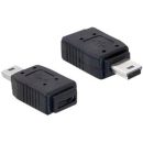 DeLock Adapter USB mini male > USB micro-A+B female Black