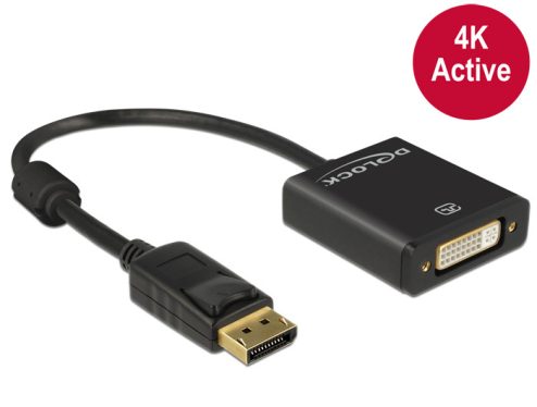 DeLock Displayport 1.2 male > DVI-I (Dual Link) (24+5) female 4K Active Adapter Black